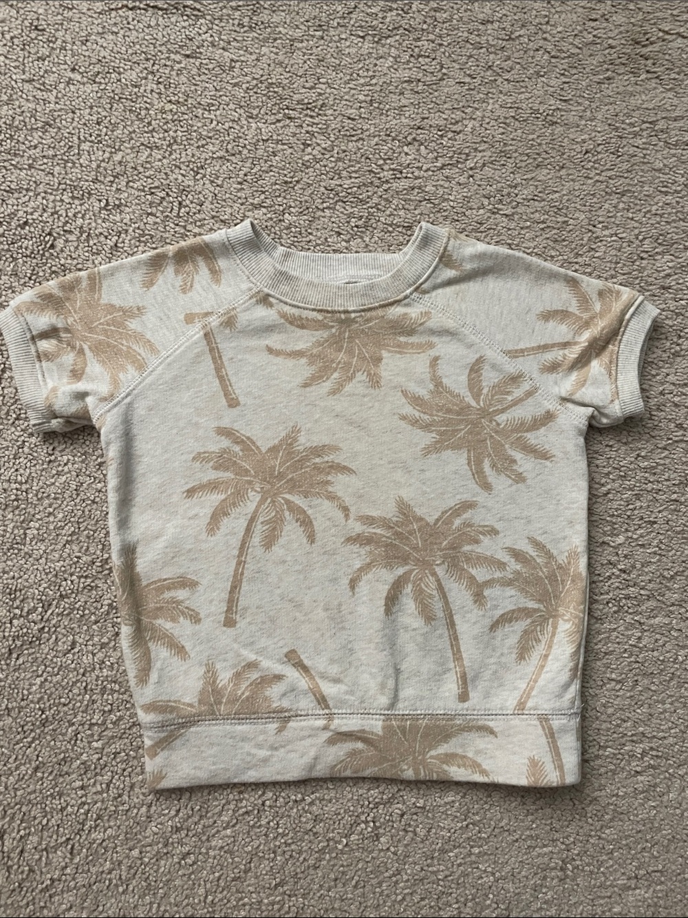 Old Navy Beige Short Sleeve Tee with Palm Tree Print